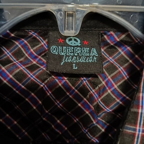 L👔Querea Plaid Casual Button-Down Shirt with Badge - Picture 5 of 8